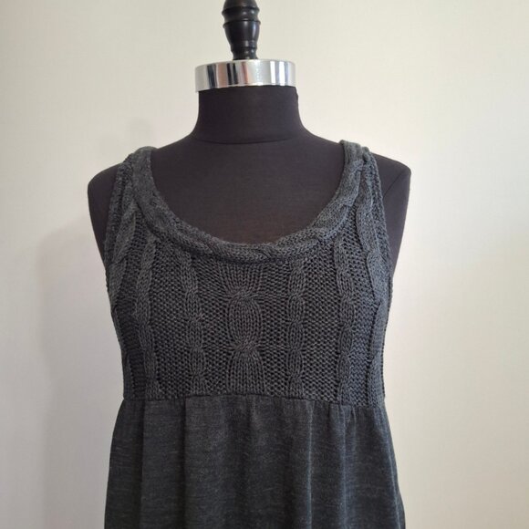 Babydoll  Cable Knit Dress Jumper Size M Empire Waist Chunky Cable Knit on Top - Picture 2 of 16